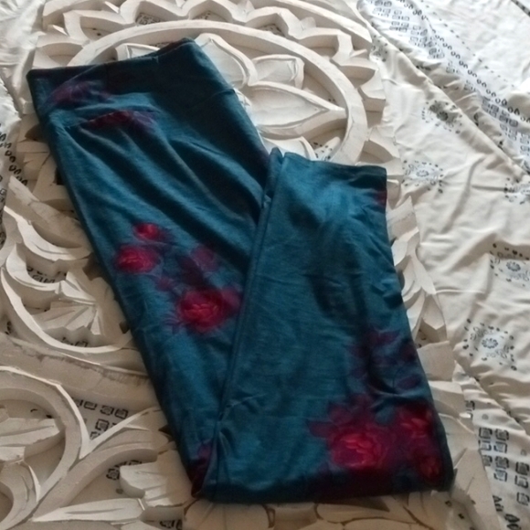 LulaRoe Women's SZ TC 16/18 Fushia Floral Teal Colored Soft Comfy Leggings - Picture 5 of 15